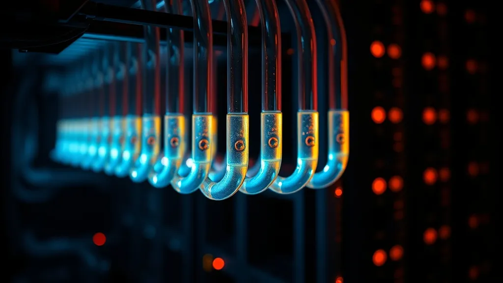 Close up of a liquid cooling system for computer servers, tu